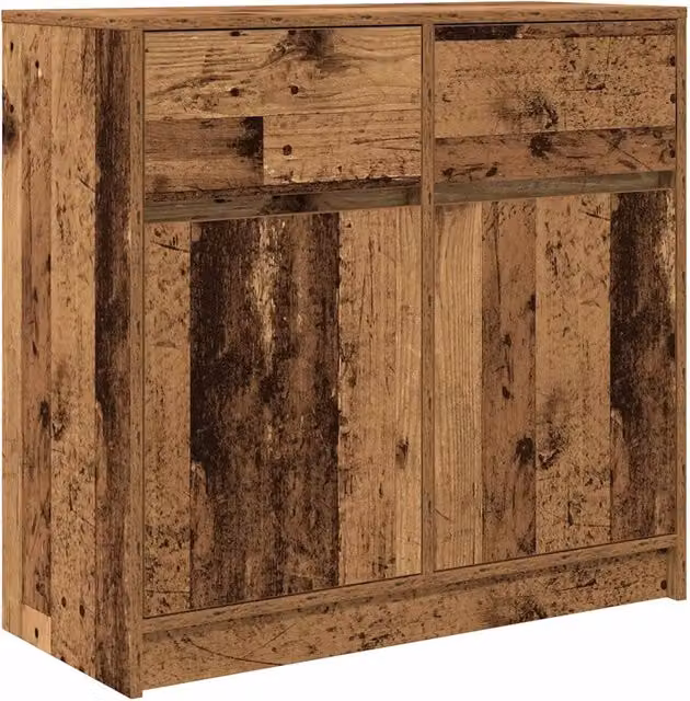 Credenza in legno antico marrone con cassetto per soggiorno e sala da pranzo L: 80 cm, P: 34 cm, H: 76 cm