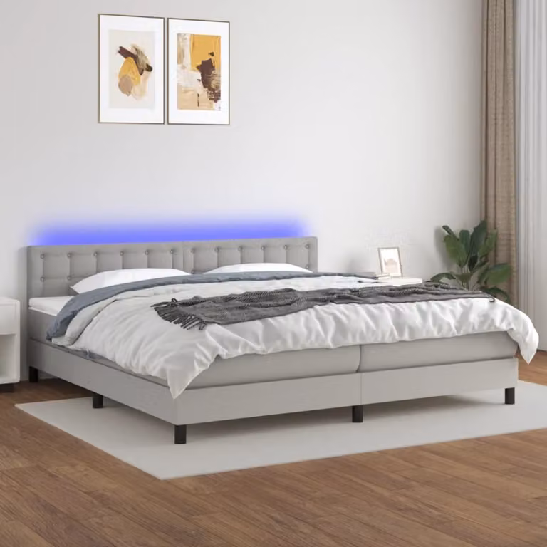 Maison Exclusive - Letto a Molle Materasso e LED Grigio Chiaro 200x200 cm Tessuto