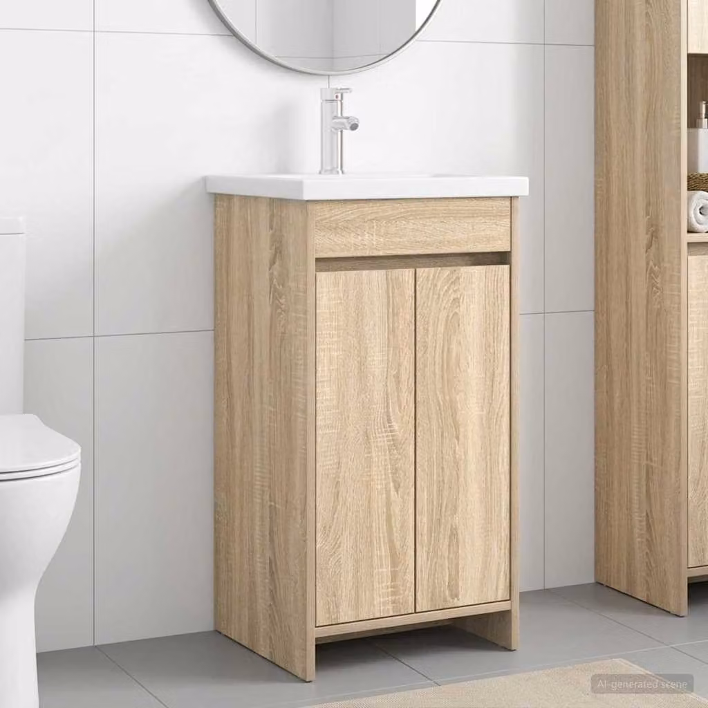 Mobile da bagno con lavabo vidaXL in Rovere Sonoma, L 42 cm x P 40 cm x H 84,5 cm