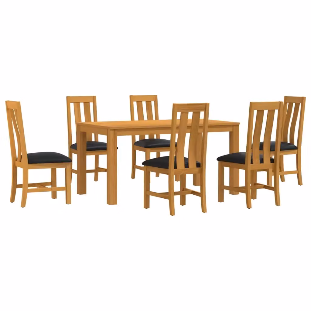 Set da pranzo moderno vidaXL in legno di quercia composto da 7 pezzi, colore nero e marrone