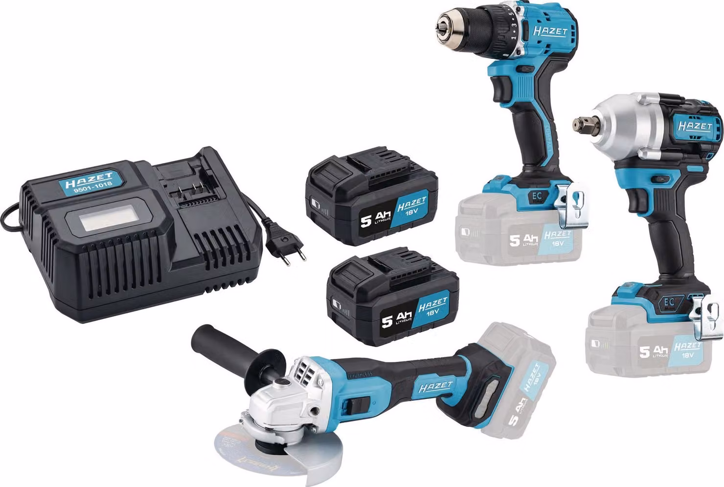 Trapano avvitatore a batteria 9500P-1/6 18V 5Ah 1,5-13mm HAZET