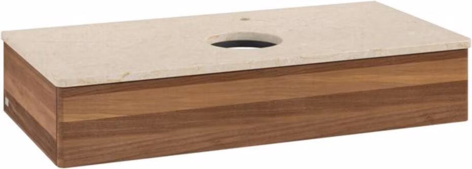 Mobiletto V&B senza struttura frontale, con illuminazione Antao 100x19x50cm, WBP colore botti., l. noce
