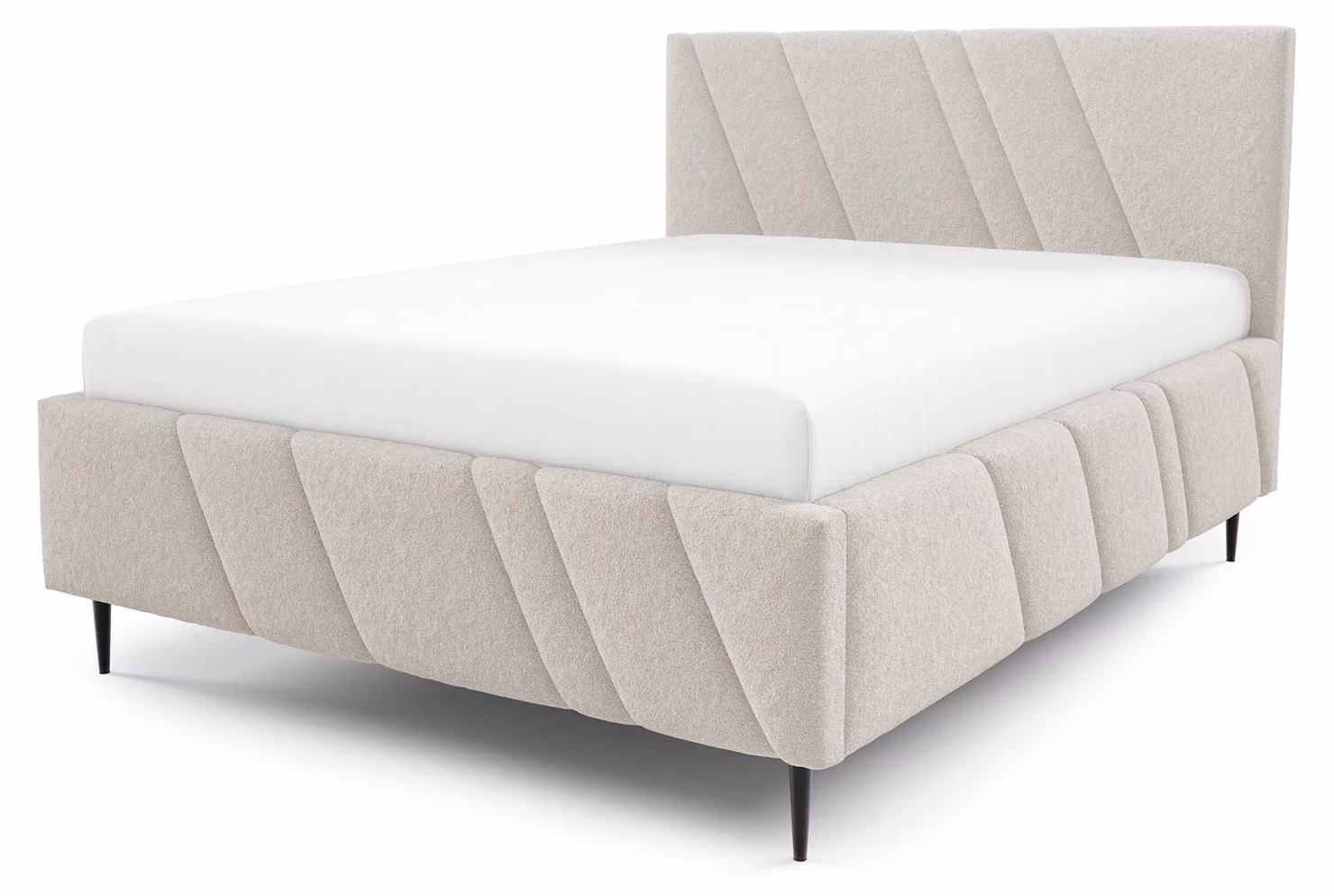 Letto imbottito con contenitore, modello Raiz, colore sabbia, dimensioni 160 x 200 cm