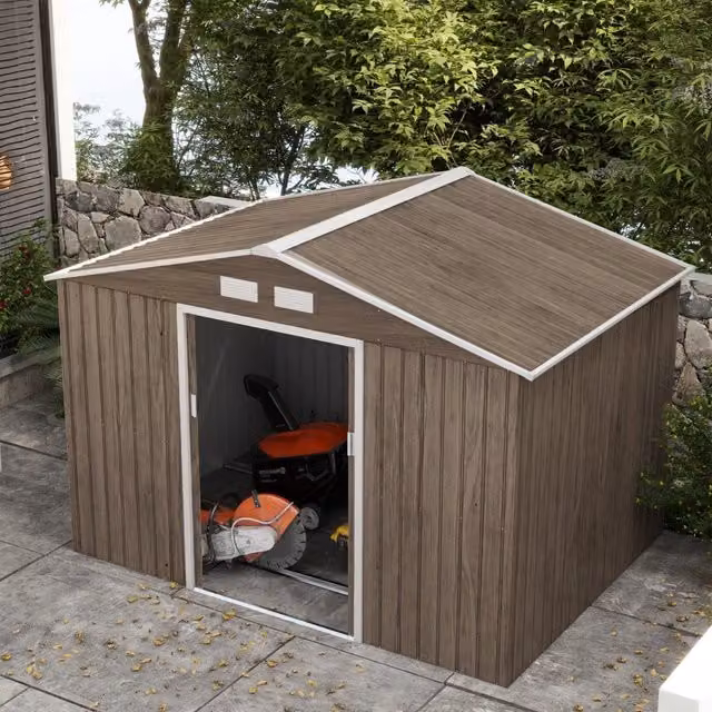 Casa da giardino REDOM in acciaio marrone con 2 porte scorrevoli L: 277 cm, P: 195 cm, H: 192 cm
