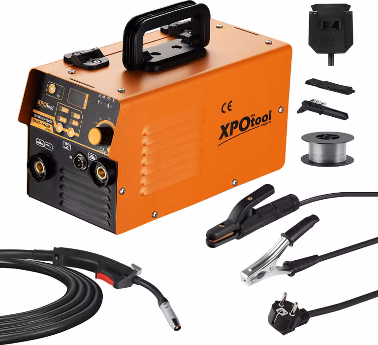XPOtool saldatrice digitale IGBT 30-120 A, saldatrice inverter MMA 220 V, saldatrice mobile con numerosi accessori, saldatrice con display LED