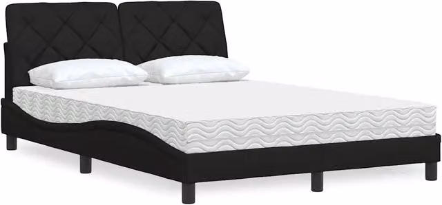 Letto moderno con materasso vidaXL in tessuto nero e bianco L/P/H: 140 x 190 x 145 cm – 1