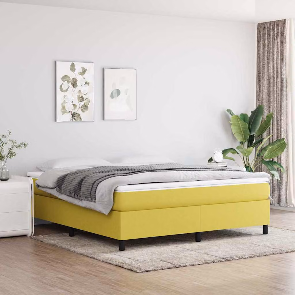 vidaXL Struttura Letto a Rete a Molle in Tessuto Verde e Giallo L: 160 cm, P: 200 cm