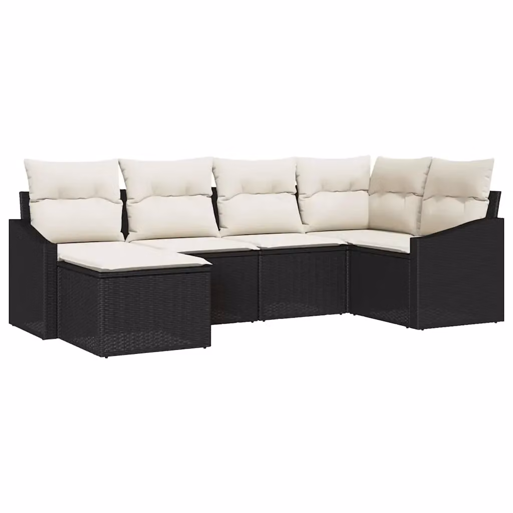 Set da pranzo per giardino e terrazza vidaXL in rattan e metallo, 6 pezzi, Nero e Beige – 2