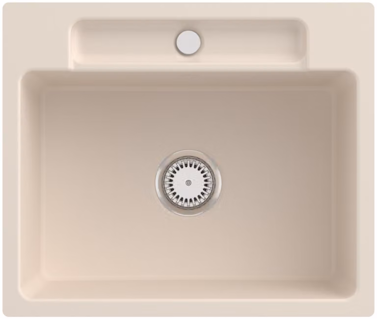 V&B lavello a filo Siluet 60 S Flat con scarico a scomparsa, funzionamento manuale, avorio