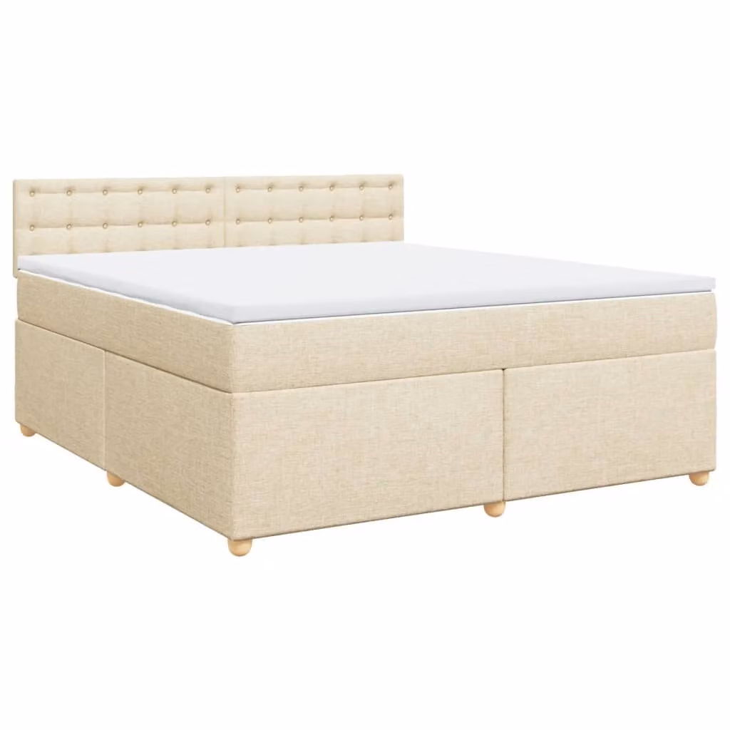 Giroletto a Molle con Materasso Crema 180x200 cm in Tessuto