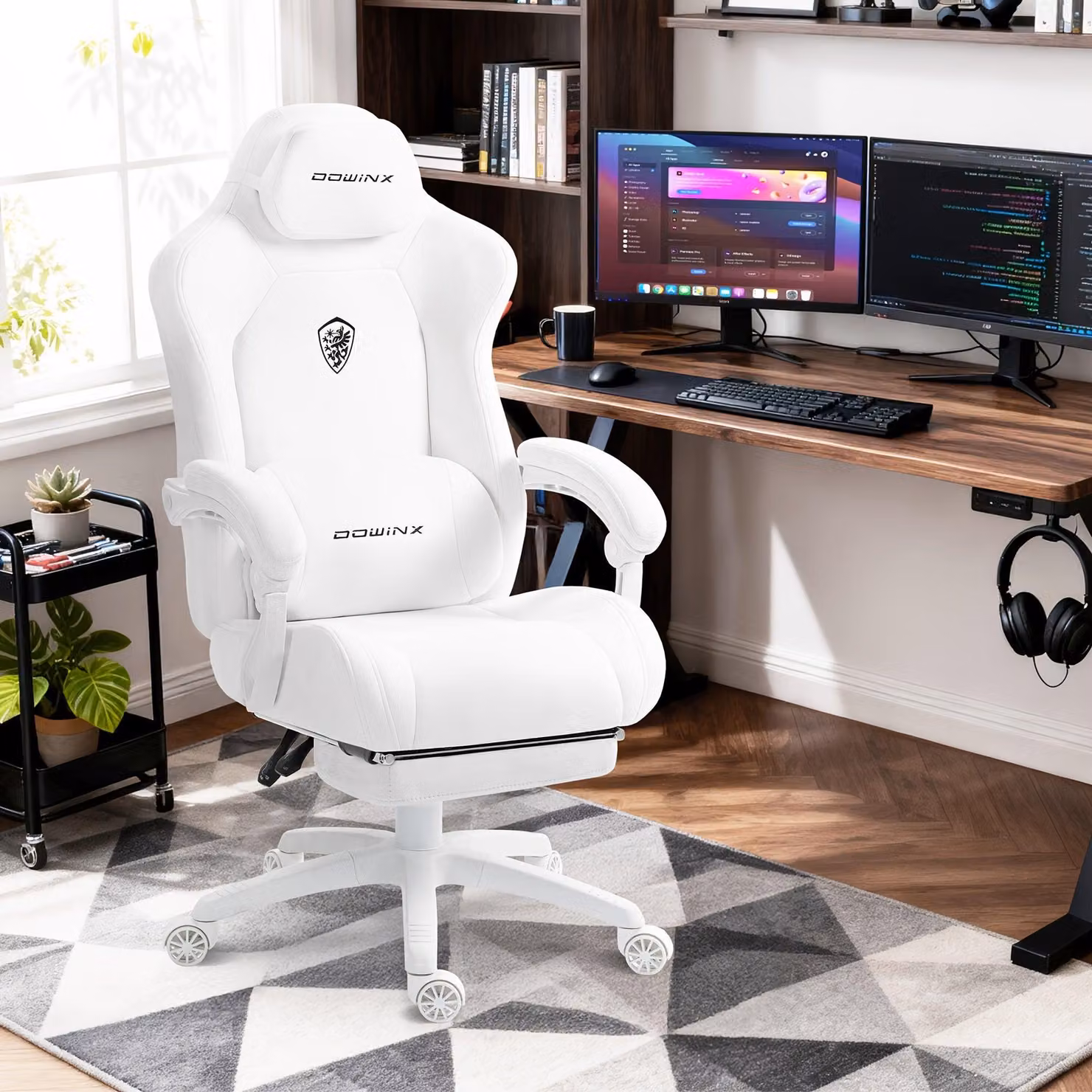 Sedia ergonomica da ufficio - Sedia da gaming - Sedia per ufficio - Sedia da lavoro - Sedia girevole - Bianca