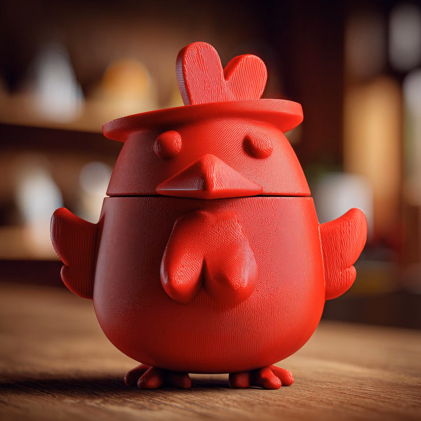 Decords - Urna crematoria 3D a forma di gallina rossa, con coperchio, 13 cm