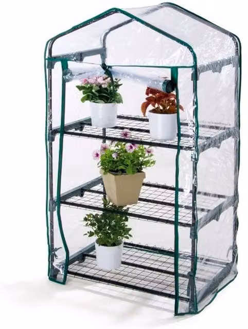 Serra a 3 piani Garden Friend con copertura in PVC trasparente e struttura in acciaio, L 70 cm x P 47 cm x H 7 cm