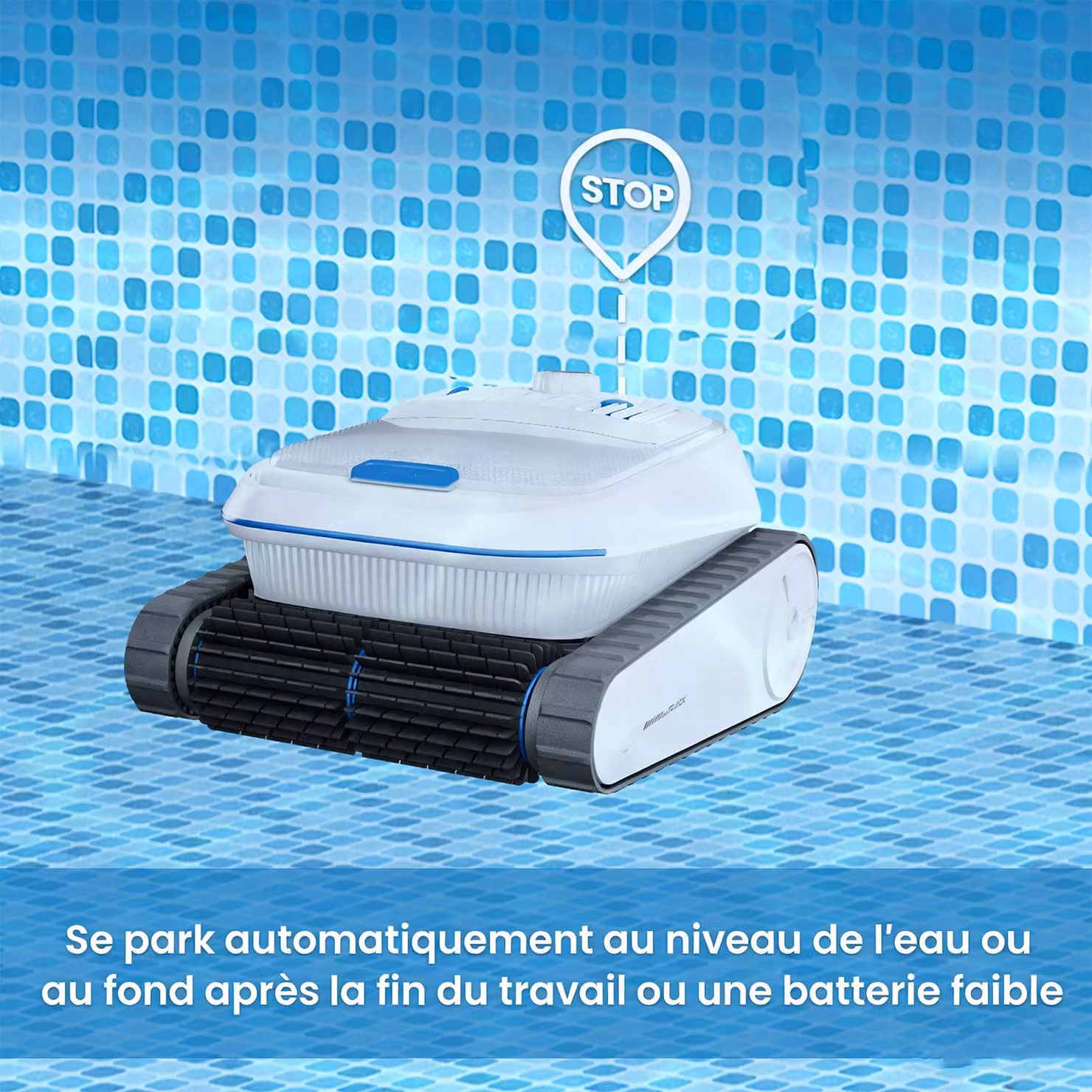 Robot per la pulizia della piscina - Colore beige - Batteria al litio da 10400 mAh - Superficie di pulizia di 300 m²