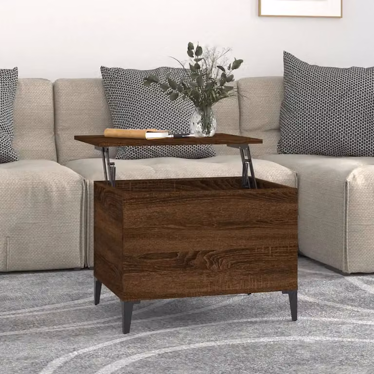 vidaXL Tavolino da Salotto Moderno in Legno e Metallo, Colore Marrone Rovere, L: 60 cm, P: 44,5 cm, H: 45 cm