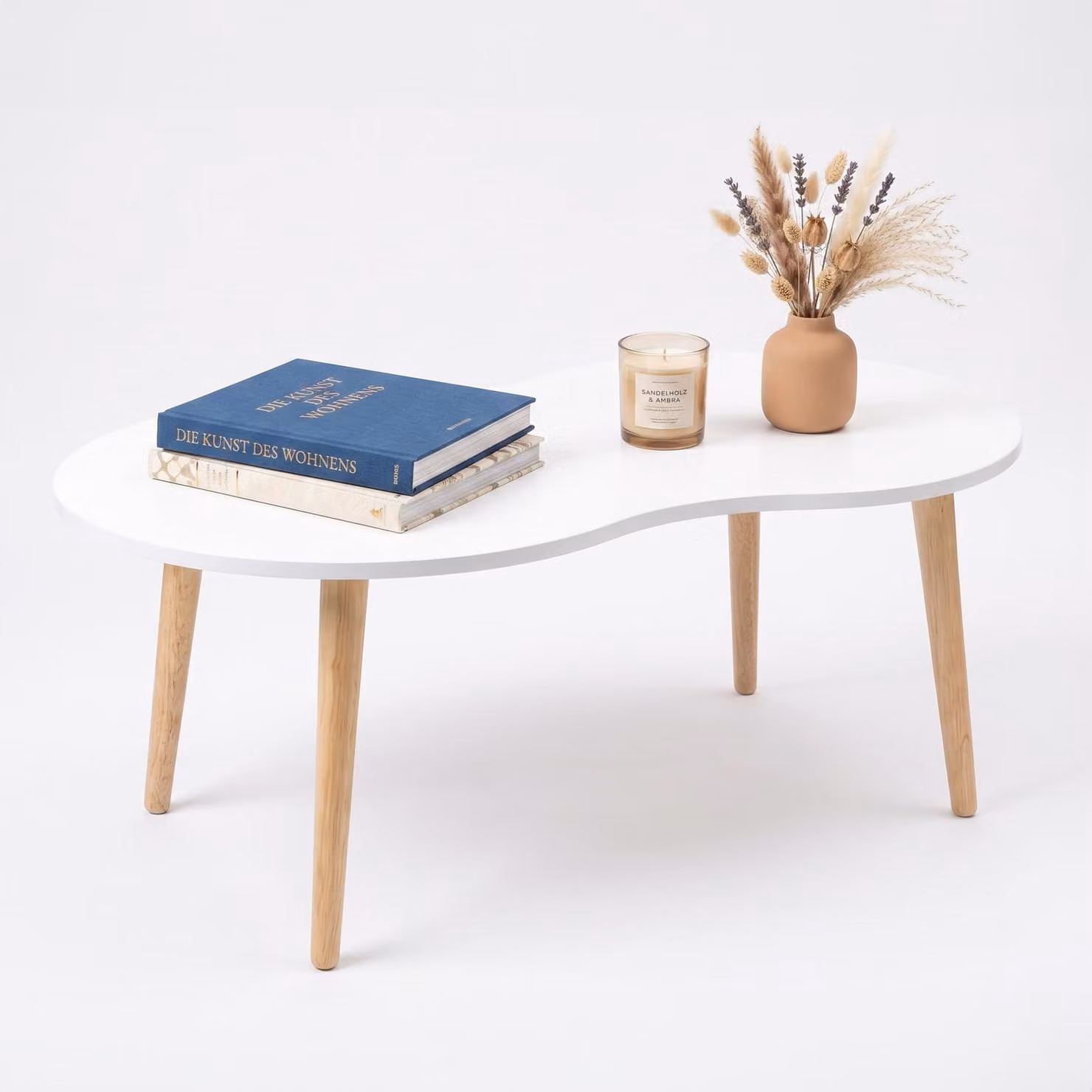 Tavolino da caffè, tavolino laterale dal design retrò, 90 x 50 cm, tavolino da soggiorno con piano organico - Barila
