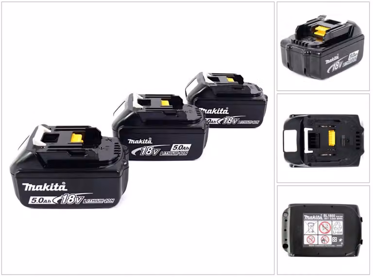 Makita BL 1850 B Batteria da 18 V - 5 Ah / 5000 mAh Li-ion - 3 pezzi