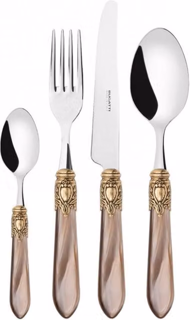 OXFORD Ghiera Dorata, Posate Set 24 Pz, Scatola Legno Wengè, Casa Bugatti Colore: Onice