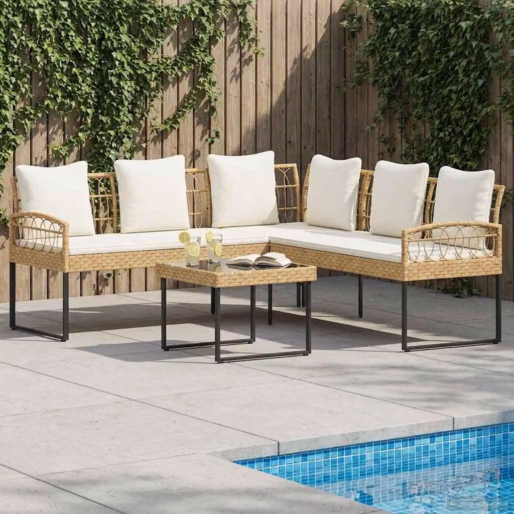 Maison Exclusive - Set da giardino composto da 2 divani, in rattan sintetico naturale, con struttura in acciaio