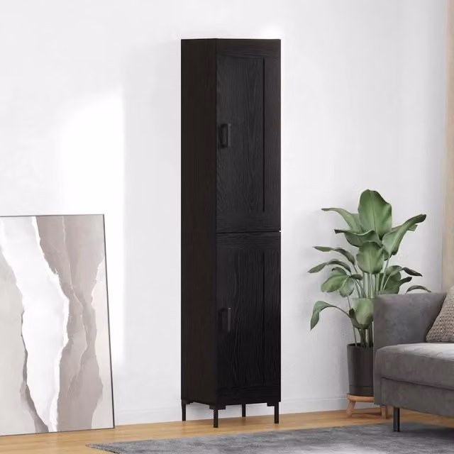 Credenza Buffet Armadio da Cucina e Sala da Pranzo vidaXL in Legno e Metallo Nero Opaco L/P/H: 34,5 x 34 x 180 cm