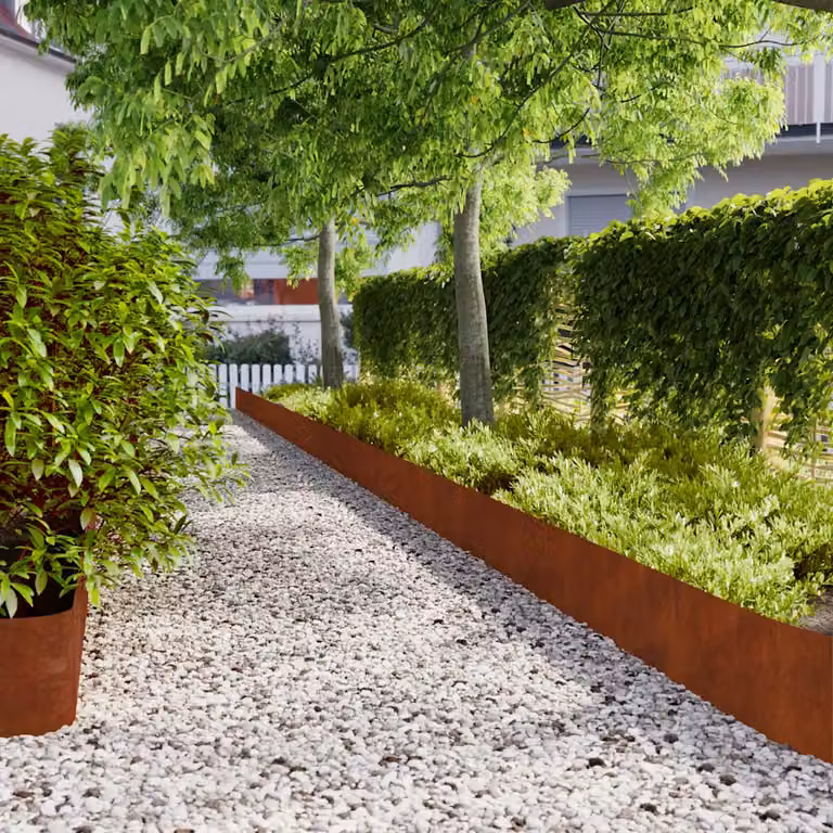 Set di 20 bordure per prato ornamentali vidaXL in acciaio Corten colore ruggine, H: 25 cm x L: 103 cm