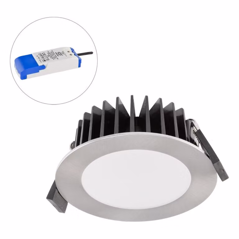 EVN LED da incasso a soffitto, rotondo, cromato satinato, IP44, 10 W, 4000 K, 750 lm, dimmerabile, diametro di incasso 85 mm
