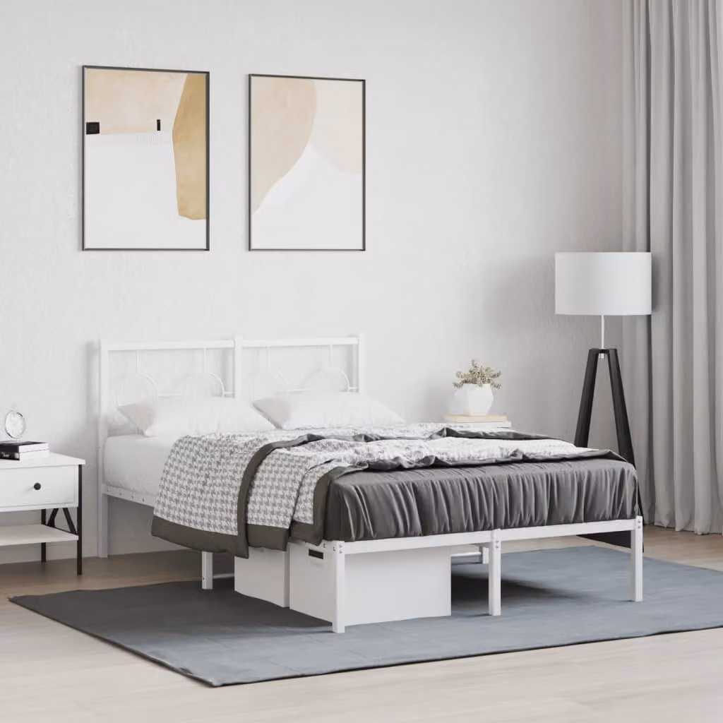 vidaXL Giroletto con Testiera in Metallo Bianco L/P/H: 120 x 200 cm