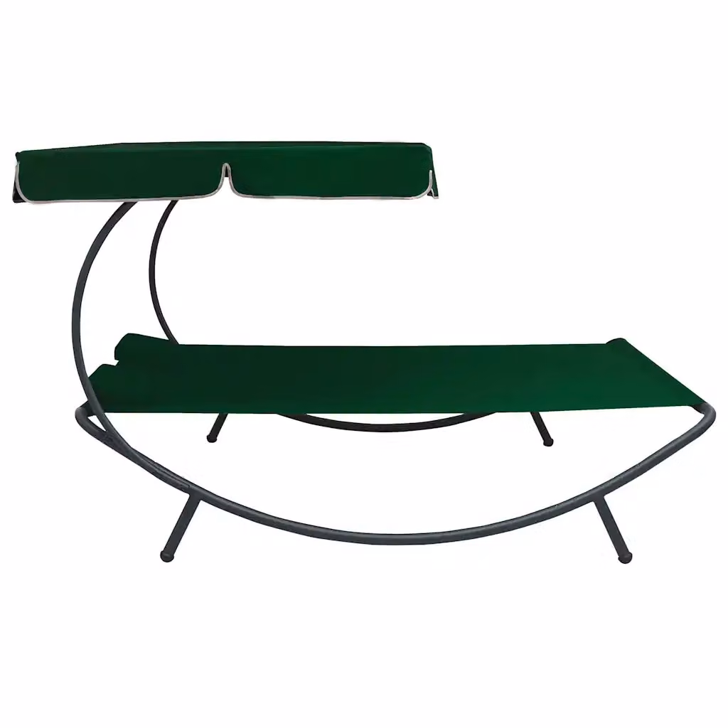 Lettino prendisole con baldacchino e cuscini verde vidaXL – 2