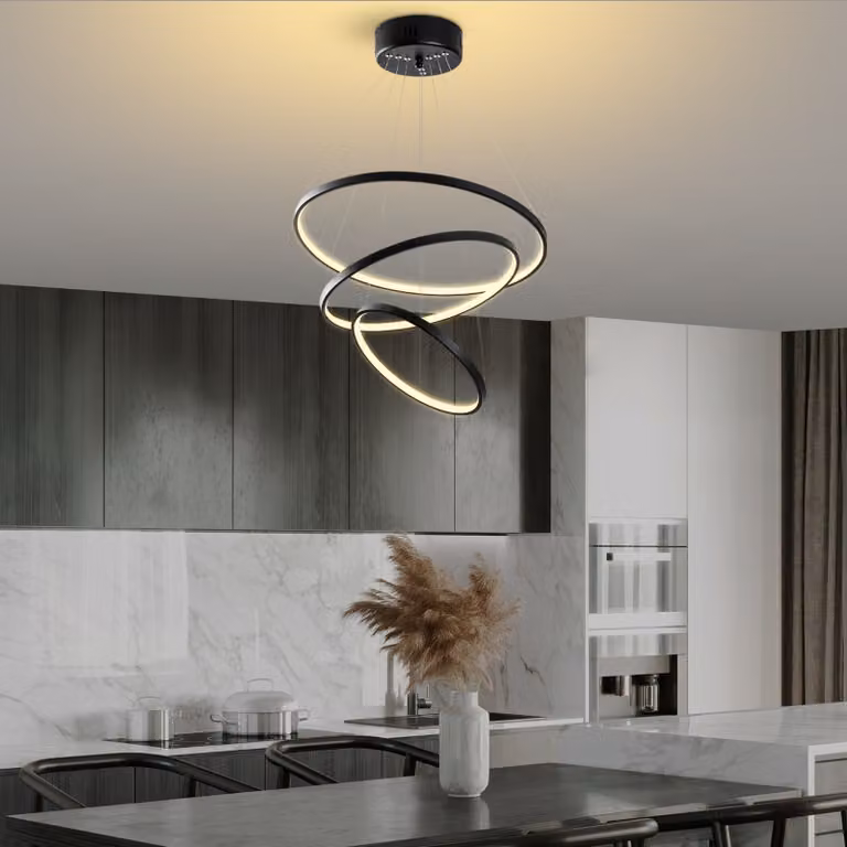 Opviq, Simit - 13697,Lampadario, nero, CORPO IN METALLO, 50 x 50 x 80 cm