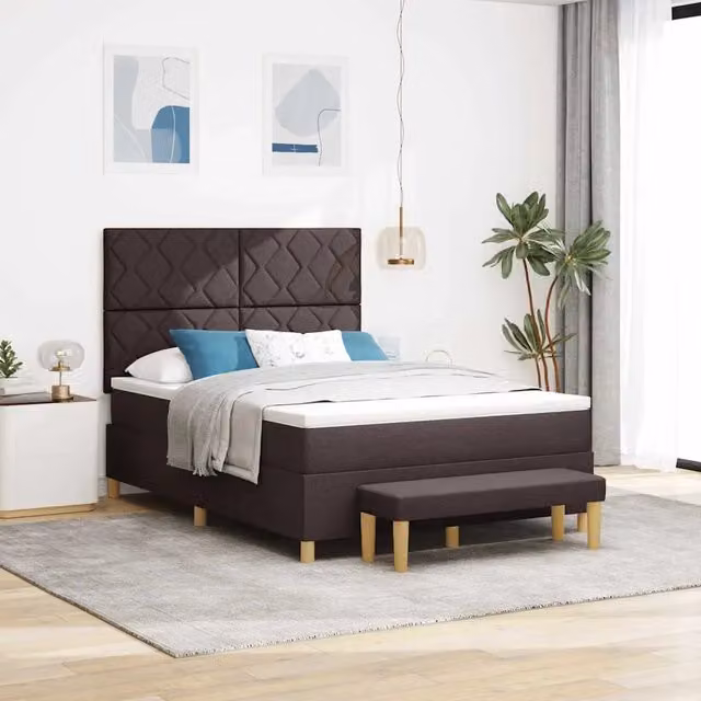 Letto moderno con testiera in tessuto marrone vidaXL L/P: 160 x 200 cm – 1