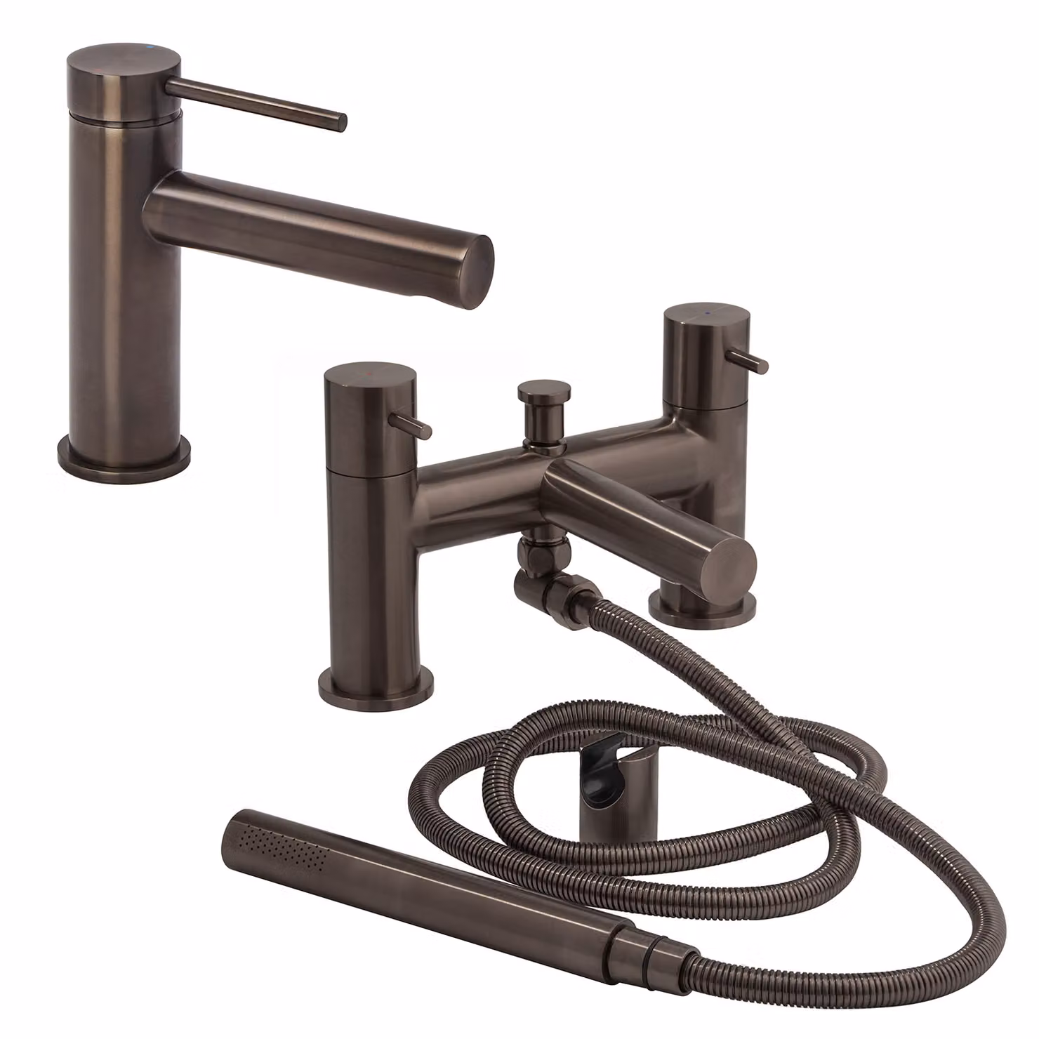 Set di Miscelatori per Lavabo e Vasca da Bagno con Doccia - Nichel Nero - Otto