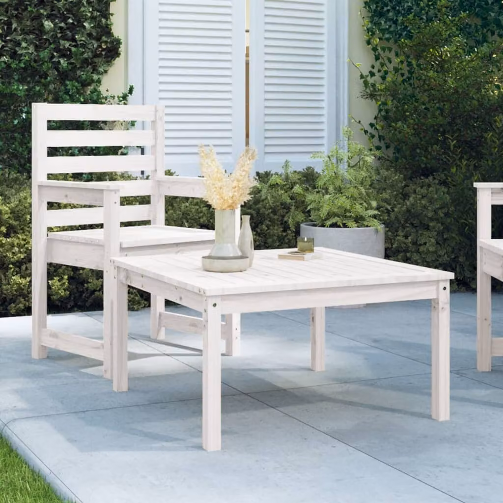 Maison Exclusive - Tavolo da giardino bianco 82,5x82,5x45 cm in legno massello di pino
