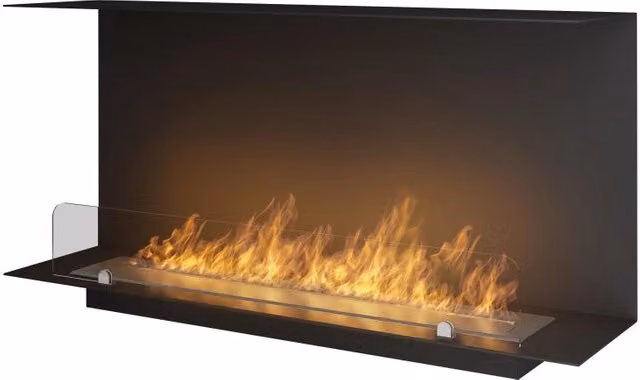 Caminetto a Bioetanolo da Incasso Infire C1000 V.1 Design con Vetro Aperto su 3 Lati, Colore Nero, Bruciatore da 2 Litri