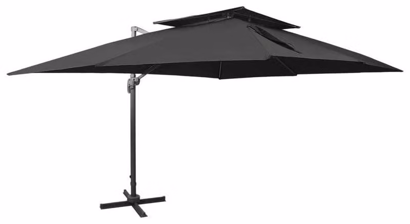 Ombrellone da esterno con struttura a doppio telo – 400x300 cm – Struttura in alluminio – Rotante e inclinabile