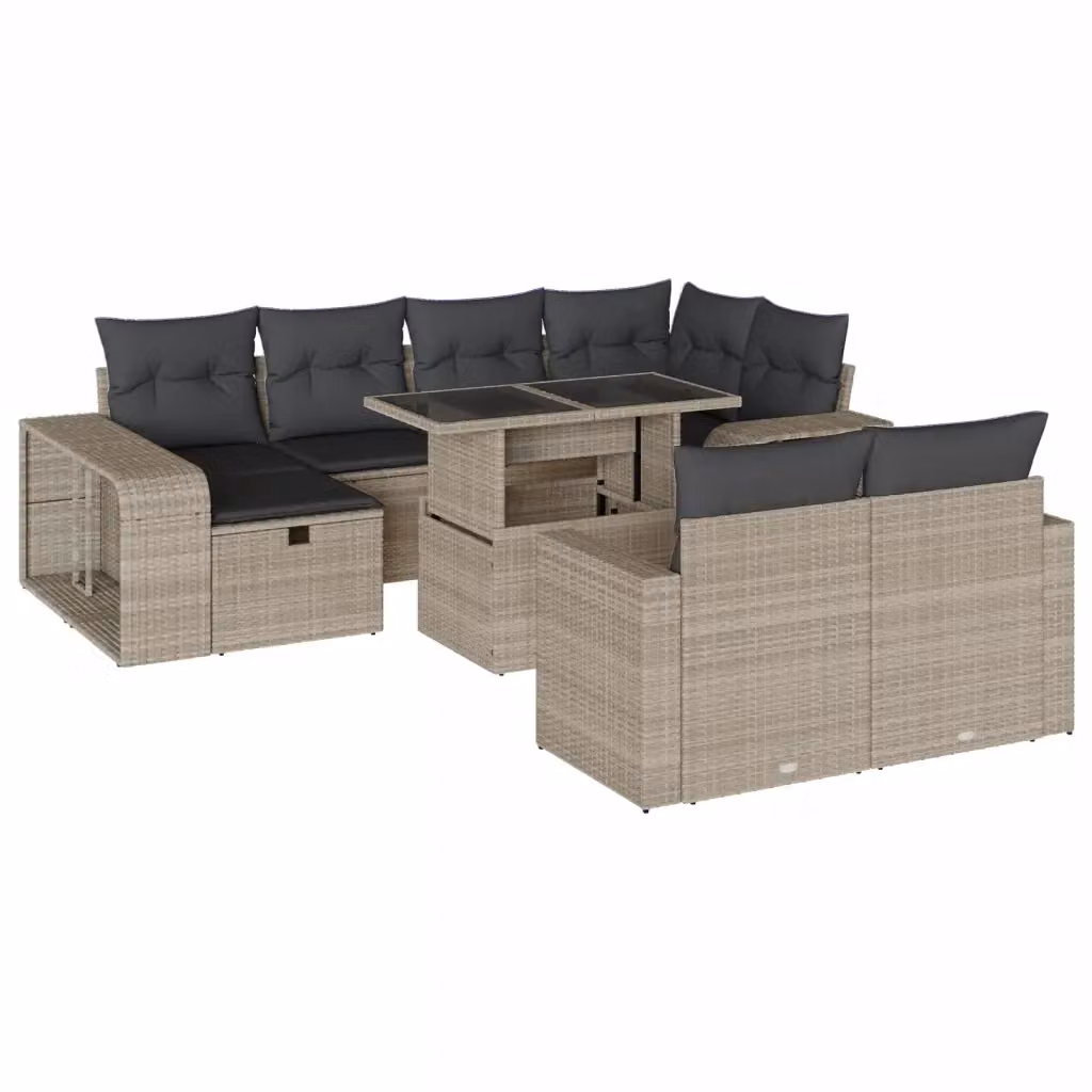 Set da giardino moderno vidaXL composto da 11 pezzi in rattan color antracite con cuscini inclusi – 2