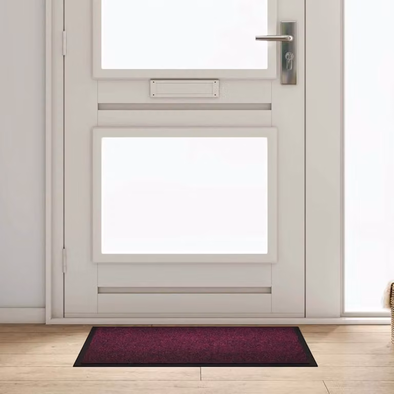 Tappetino vidaXL in tessuto Teddy color rosso e viola, lavabile in lavatrice e antiscivolo, L: 60 cm, P: 80 cm, H: 1,2 cm