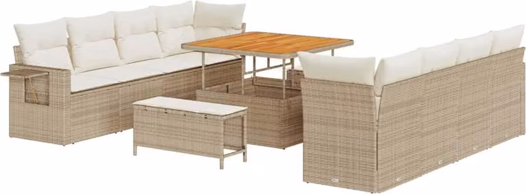 Set Divano da Giardino 11 pcs Beige Poly Rattan