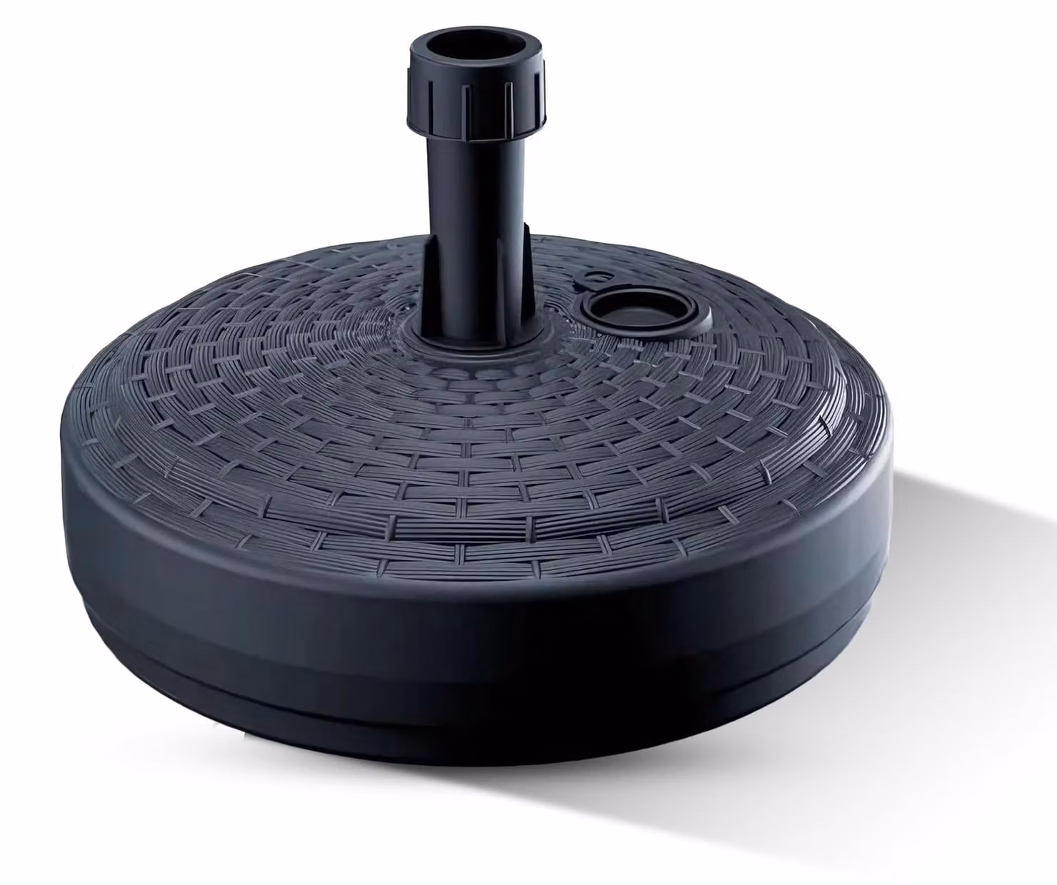 Solidchoice - Base per ombrellone rotonda, con aspetto rattan, riempibile con sabbia o acqua