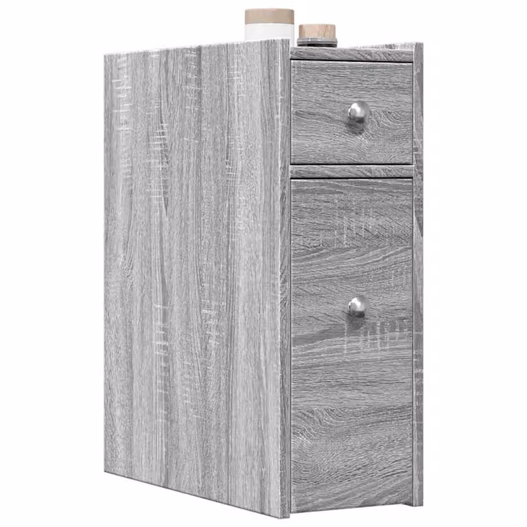 vidaXL Armadietto da Bagno con Ruote Grigio, con Ripiani e Cassetti Interni