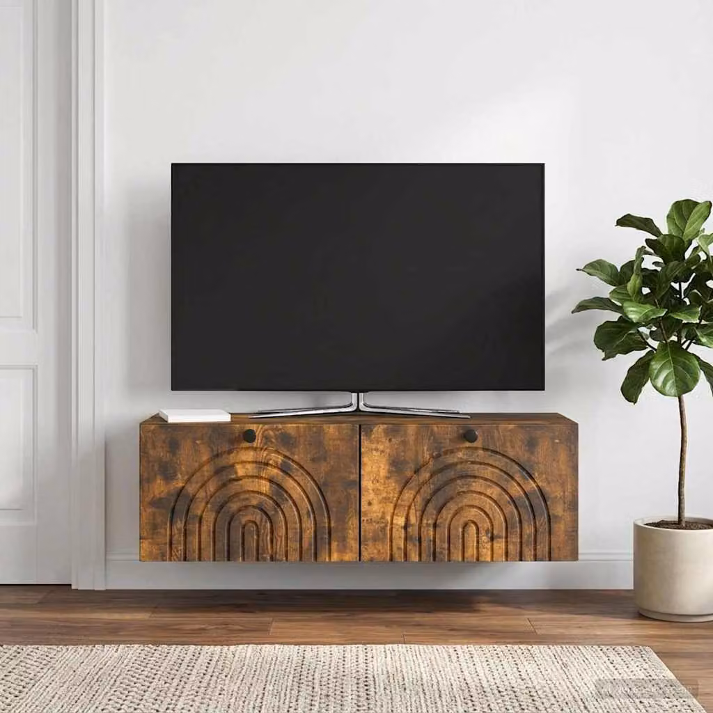 vidaXL Mobile Porta TV da Muro Rovere Fumo L 98 x P 31 x H 30 cm