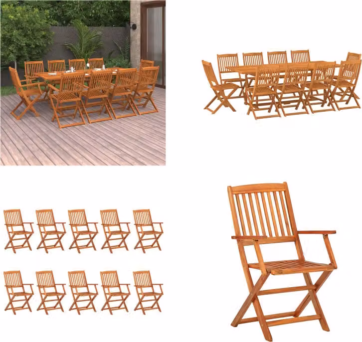vidaXL Set da pranzo da giardino 11 pezzi in legno massiccio di acacia - Set da pranzo - Set da pranzo - Set da pranzo da giardino - Set da pranzo da giardino