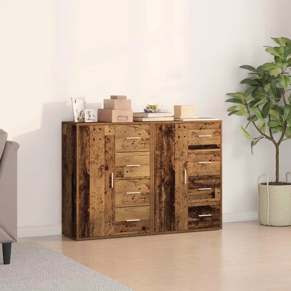 Set di 2 credenze vidaXL in legno effetto antico marrone per soggiorno e sala da pranzo L/P/H: 60 x 31 x 84 cm