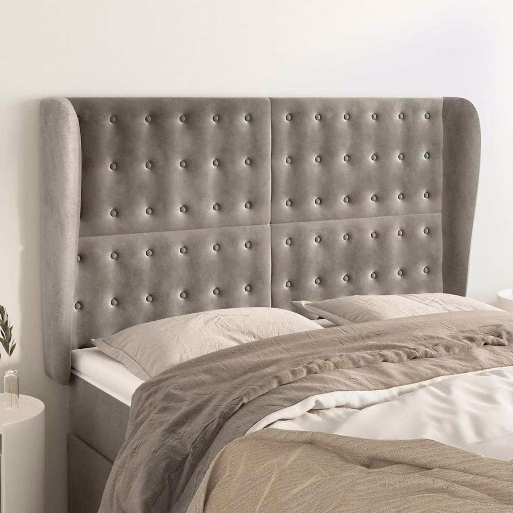 Testiera ad orecchio vidaXL in velluto grigio chiaro L: 147 cm, P: 23 cm, H: 118/128 cm