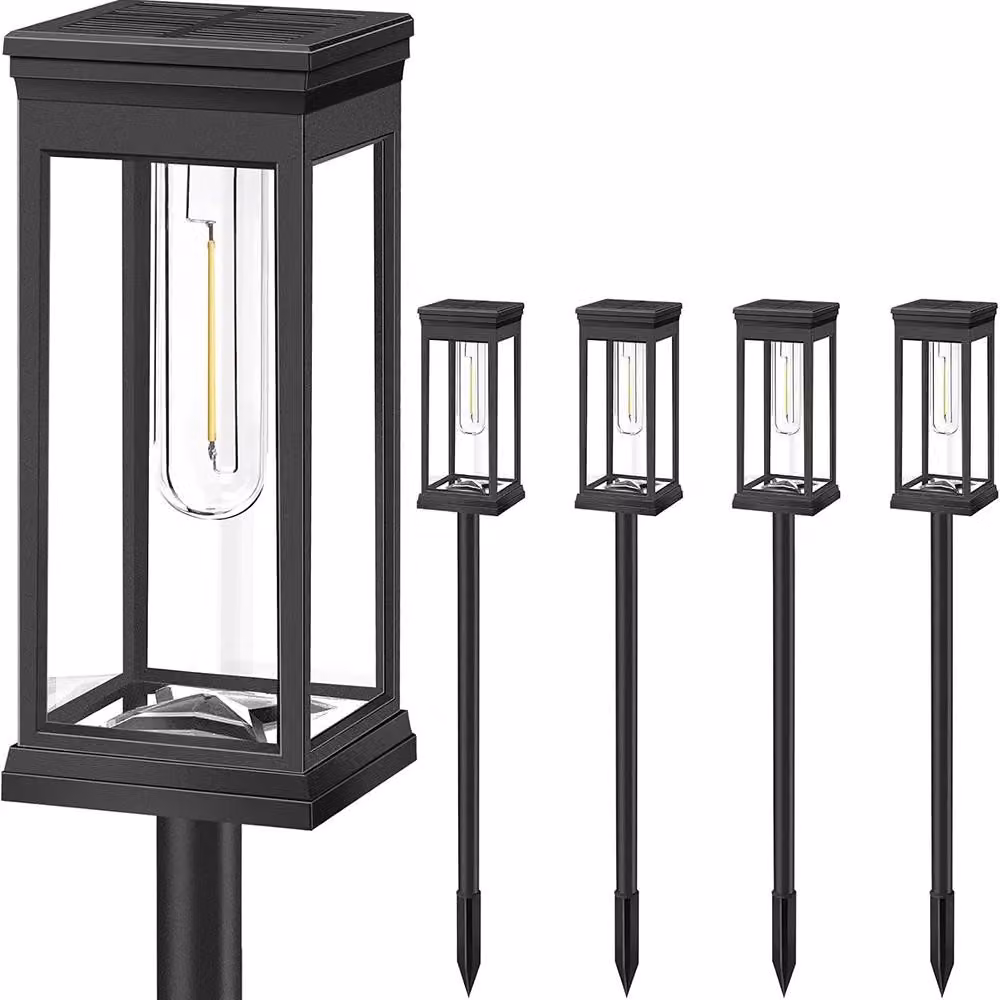 Lampade da giardino solari - Lampade paesaggistiche a LED - Set da 4 - Impermeabili - Alimentate a energia solare - Luce bianco caldo