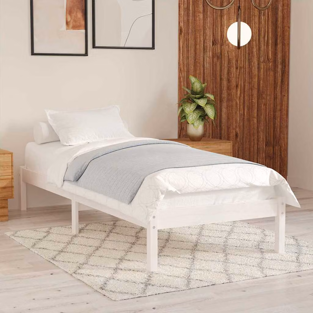 vidaXL Giroletto Bianco in Legno Massello di Pino L/P: 100 x 200 cm