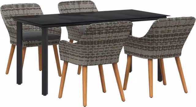 Set da Pranzo per Giardino 5 pz Grigio polyrattan 3261687