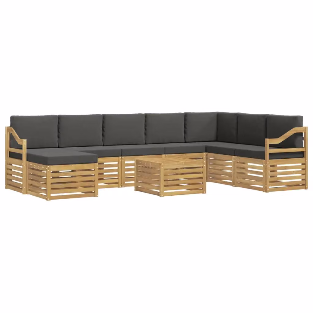 Set di divani ad angolo vidaXL in legno di acacia massello con cuscini grigi per giardino e terrazzo – 2