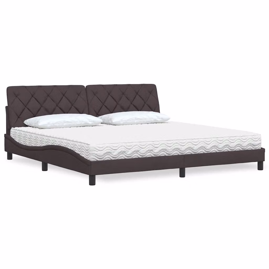 Letto con Materasso vidaXL in Tessuto Marrone e Bianco L/P/H: 200 x 200 x 218 cm – 1
