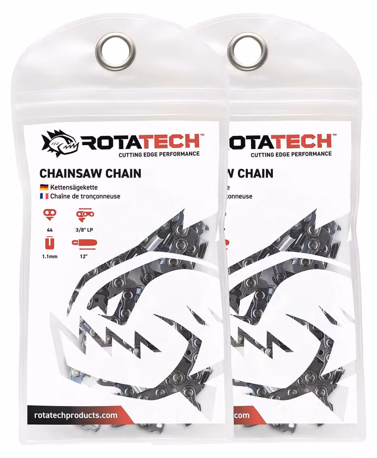 2 catene per motosega, 12 pollici/30 cm, passo 3/8 P, spessore 1,1 mm, 44 maglie, con denti completi