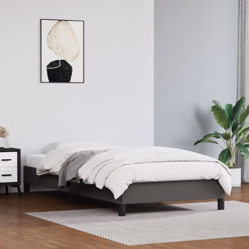 The Living Store Struttura letto grigia 90x190 cm in ecopelle